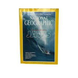 National Geographic Magazine November 1998 Jaws Maui Monkey Abusir Tomb Nebraska